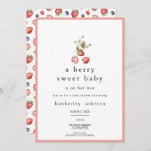 Berry Sweet Strawberry Girl Baby Shower Einladung