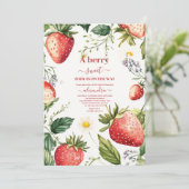 Berry Sweet Strawberry Girl Babydusche Einladung (Stehend Vorderseite)