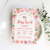 Berry Sweet Strawberry Girl Babydusche Einladung