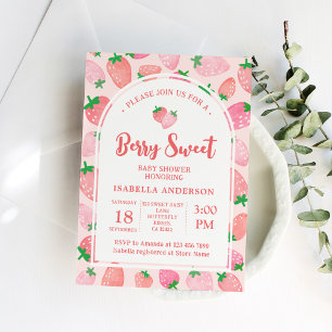 Berry Sweet Strawberry Girl Babydusche Einladung