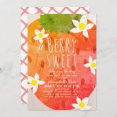 Berry Sweet Strawberry Girl Babydusche Einladung (Vorne/Hinten)