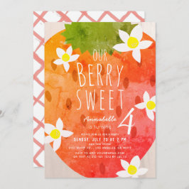 Berry Sweet Strawberry Girl Birthday Einladung