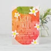 Berry Sweet Strawberry Girl Drive-by Baby Shower Einladung (Stehend Vorderseite)