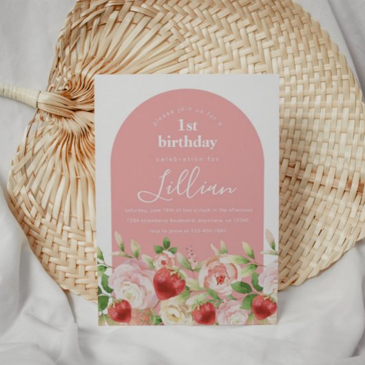 Berry Sweet Strawberry Girl's Birthday Einladung