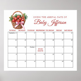 Berry Sweet Strawberry Guess Due Date Calendar Poster