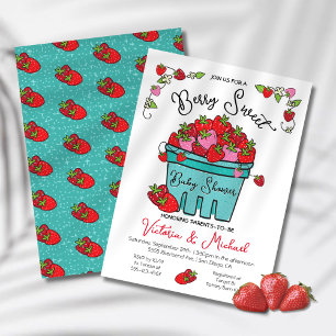 Berry Sweet Strawberry Hand Drawn Baby Dusche Einladung