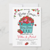 Berry Sweet Strawberry Hand Drawn Baby Dusche Einladung (Vorderseite)