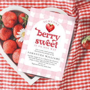 Berry Sweet Strawberry Heart Girl Baby Dusche Einladung