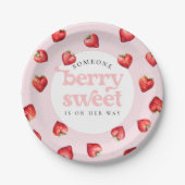 Berry Sweet Strawberry Heart Girl Baby Dusche Pappteller (Vorderseite)