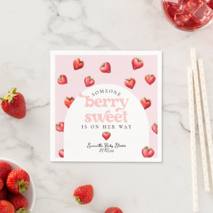 Berry Sweet Strawberry Heart Girl Baby Dusche Serviette