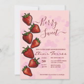 Berry Sweet Strawberry Hearts Baby Shower Einladung (Vorderseite)