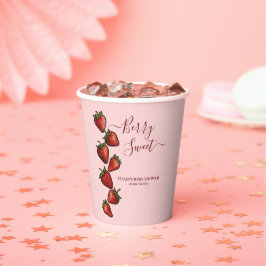 Berry Sweet Strawberry Hearts Baby Shower Pappbecher