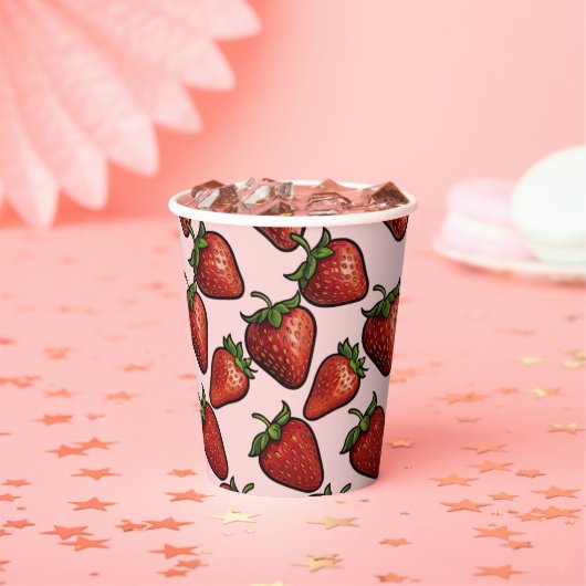 Berry Sweet Strawberry Hearts Baby Shower Pappbecher (Insitu)