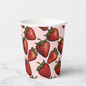 Berry Sweet Strawberry Hearts Baby Shower Pappbecher (Rückseite)