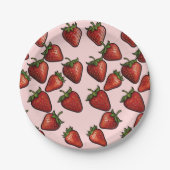 Berry Sweet Strawberry Hearts Baby Shower Pappteller (Vorderseite)