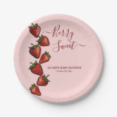 Berry Sweet Strawberry Hearts Baby Shower Pappteller (Vorderseite)