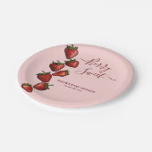 Berry Sweet Strawberry Hearts Baby Shower Pappteller (Schrägansicht)