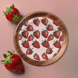 Berry Sweet Strawberry Hearts Baby Shower Pappteller