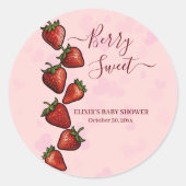 Berry Sweet Strawberry Hearts Baby Shower Runder Aufkleber (Vorderseite)