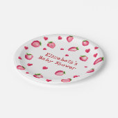 Berry Sweet Strawberry Hearts Unisex Baby Shower Pappteller (Schrägansicht)