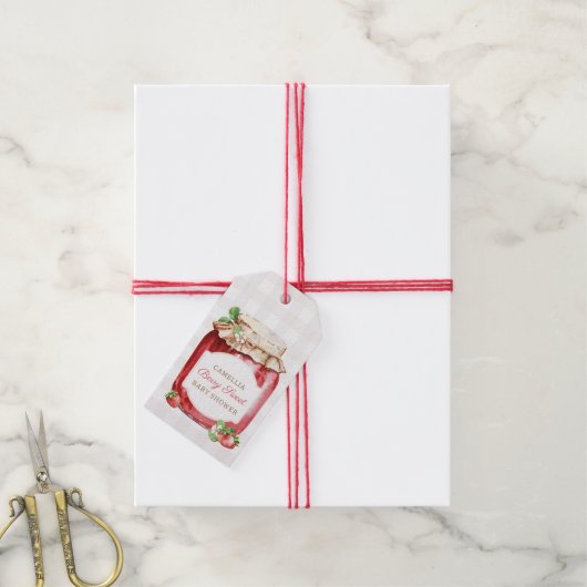 Berry Sweet Strawberry Jam Baby Shower Geschenkanhänger (Mit Garn)