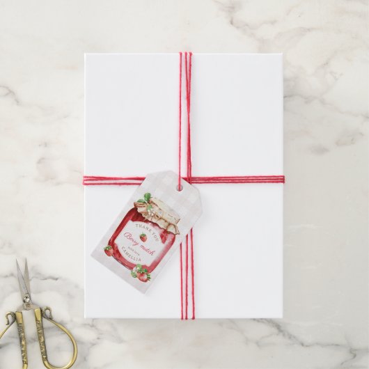 Berry Sweet Strawberry Jam Baby Shower Vielen Dank Geschenkanhänger (Mit Garn)