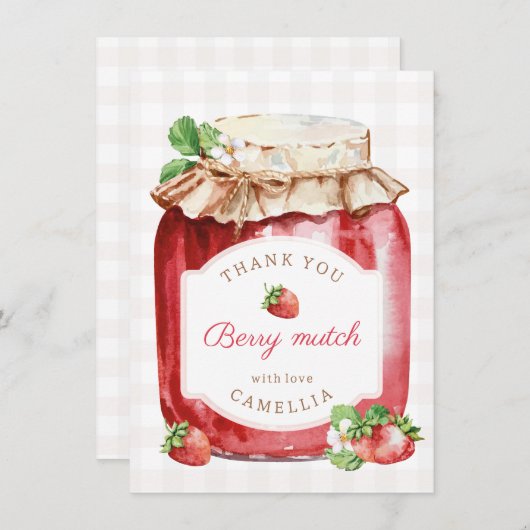 Berry Sweet Strawberry Jam Birthday Party Dankeskarte (Vorne/Hinten)