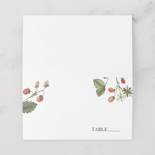 Berry Sweet Strawberry Name Platzkarten (Außenseite Aufgefaltet)