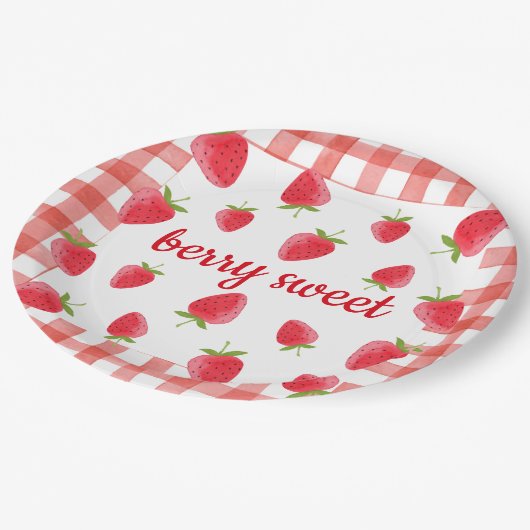 Berry Sweet Strawberry Party Napkin Pappteller (Schrägansicht)