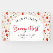 Berry Sweet Strawberry Patch Cottage 1. Geburtstag Banner (Horizontal)