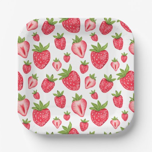 Berry Sweet Strawberry Patten Niedliche Geburtstag Pappteller (Vorderseite)