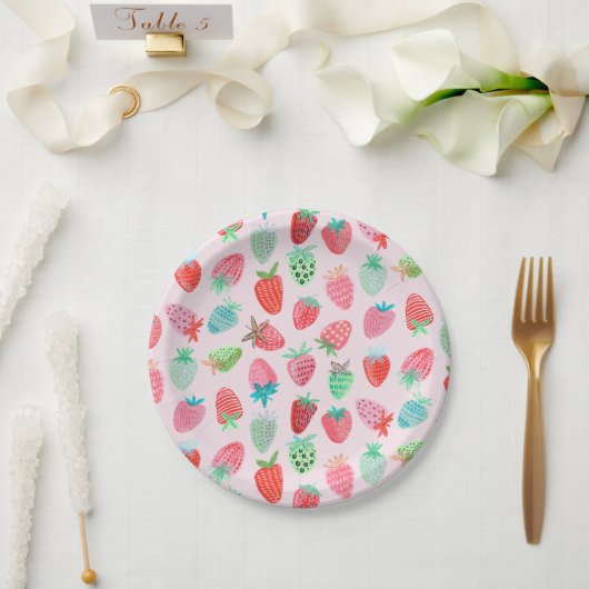 Berry Sweet Strawberry pattern Pappteller (Hochzeit)