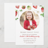 Berry Sweet Strawberry Photo Birthday Einladung (Vorne/Hinten)