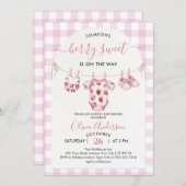 Berry Sweet Strawberry Pink Baby Dusche Einladung (Vorne/Hinten)