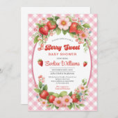 Berry Sweet Strawberry Pink Baby Dusche Einladung (Vorne/Hinten)