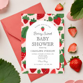 Berry Sweet Strawberry Pink Baby Dusche Einladung