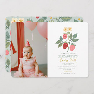 Berry Sweet Strawberry Pink Berry Erster Geburtsta Einladung