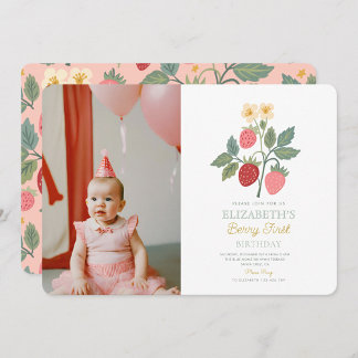 Berry Sweet Strawberry Pink Berry Erster Geburtsta Einladung