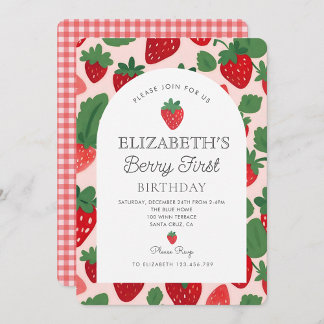 Berry Sweet Strawberry Pink Berry Erster Geburtsta Einladung