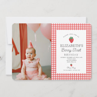 Berry Sweet Strawberry Pink Berry Erster Geburtsta Einladung
