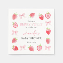 Berry Sweet Strawberry Pink Bow Baby Girl Dusche