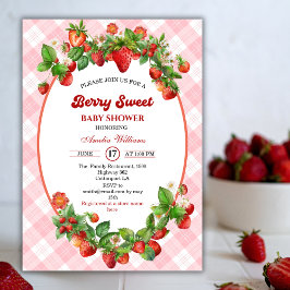 Berry Sweet Strawberry Pink Girl Baby Dusche Einladung