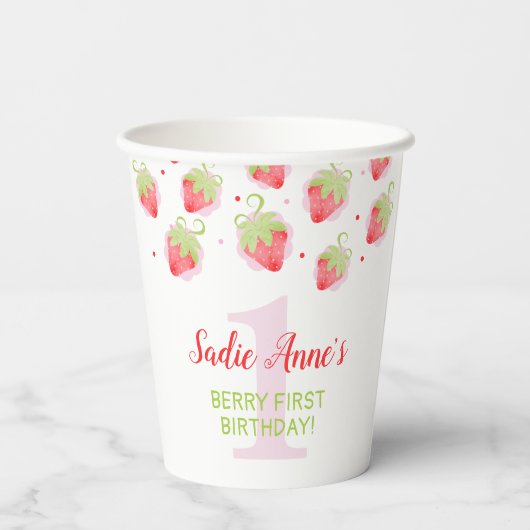 Berry Sweet Strawberry Red Berries Birthday Pappbecher (Rückseite)
