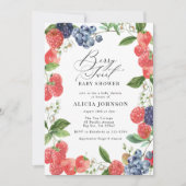 Berry Sweet Strawberry Red Blue Baby Dusche Einladung (Vorderseite)