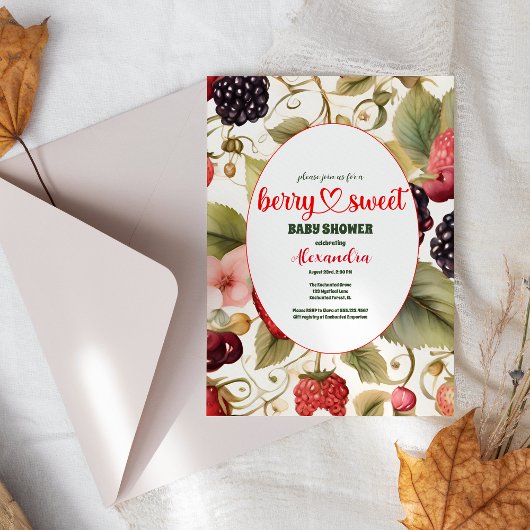Berry Sweet Strawberry Red Blue Baby Dusche Einladung