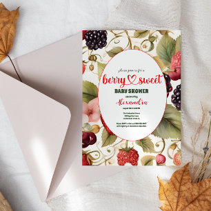 Berry Sweet Strawberry Red Blue Baby Dusche Einladung