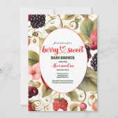 Berry Sweet Strawberry Red Blue Baby Dusche Einladung (Vorderseite)