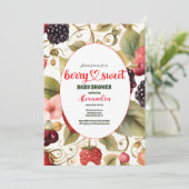 Berry Sweet Strawberry Red Blue Baby Dusche Einladung (Stehend Vorderseite)