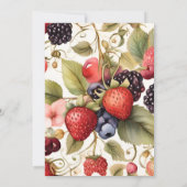 Berry Sweet Strawberry Red Blue Baby Dusche Einladung (Rückseite)