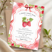 Berry Sweet Strawberry Red Gingham Baby Shower Einladung